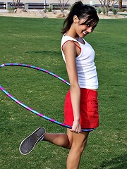 I tire myself out twirling the Hula Hoop and doing cartwheels.